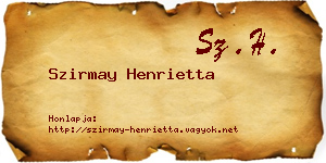 Szirmay Henrietta névjegykártya